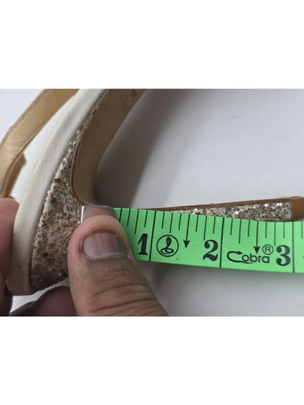 Kate Spade Shoes Womens Size 7.5 White Glitter Bow Slingback Heels Stains